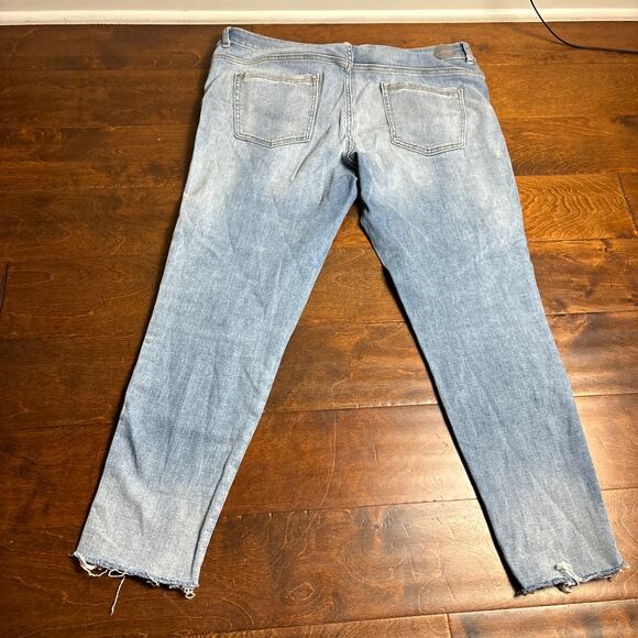 Zara Basic Z1975 Denim Mid-Rise Distressed Skinny Jeans Blue Women's Size US 12 - Picture 7 of 10